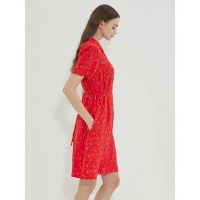 Heart Collar Shirt Dress Red