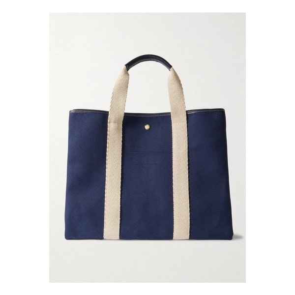 휘 드 베르누이 트라베르제 엑스라지 가죽 웨빙 트리밍 캔버스 토트 네이비 46376663162863571