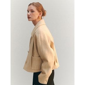 TWEED CROP COLLAR JACKET (butter beige)