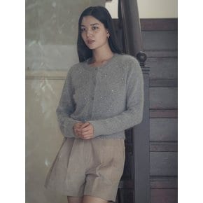 Cubic point angora mixed cardigan_Gray