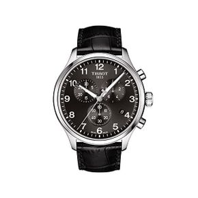 독일 티쏘 가죽 시계 Tissot Mens Chrono XL 스테인리스 스틸 블랙 크로노그래프 워치 T11661716