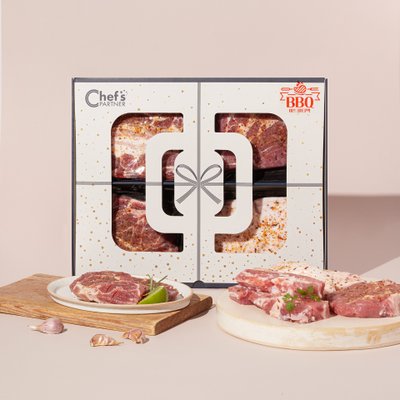 [사은품 추첨행사][냉장][쉐프파트너] BBQ 미트파티팩 (돼지 모듬) 1.2KG (삼겹/목심/항정)