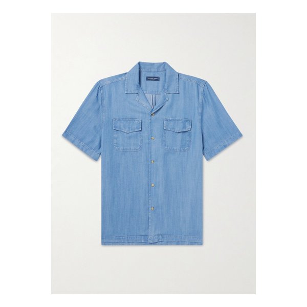 프레스코볼 카리오카 프랑카 캠프 칼라 데님 셔츠 블루 1647597342521809
