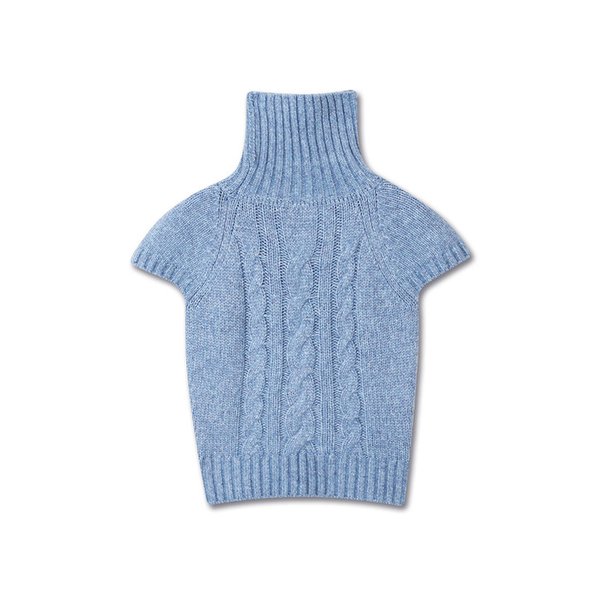 TURTLENECK CABLE WOOL KNIT MUTED BLUE