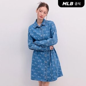 MLB [코리아공식]여성 클래식 모노그램 자카드 데님원피스 NY (L.Blue)