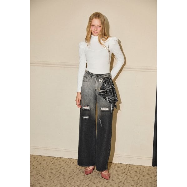 [시흥점] 여성 그런지 체크 헹거치프 데님팬츠  (ER4ODP51)