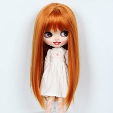 Linfairy 9-10 inch 인형용 긴 가발 스트레이트 롱 헤어 (Orange)