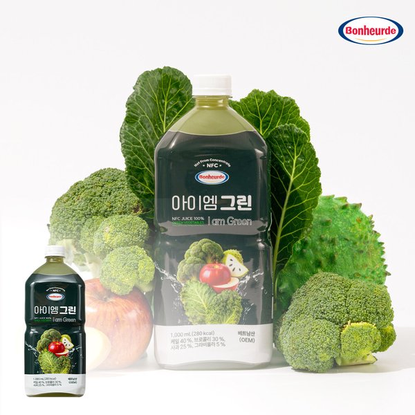 [100 NFC 착즙] 보넬드 아이엠 그린 주스 즙 1L 1개