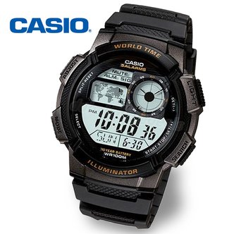 카시오 [정품] CASIO 카시오 AE-1000W-1A 월드타임 5알람 전자 군인시계