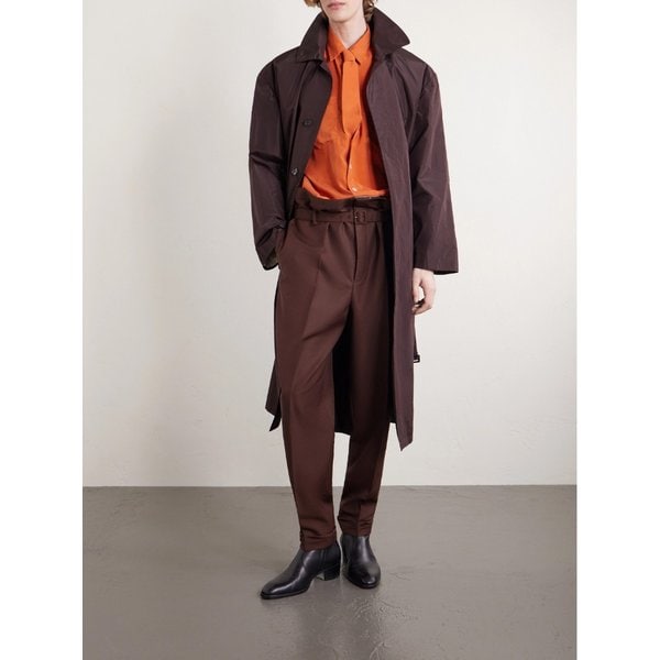 테이퍼드 벨티드 플리츠 울 모헤어 블렌드 팬츠 46376663163025080