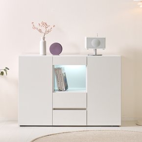크렘 LED 1200 거실수납장 홈카페 높은수납장