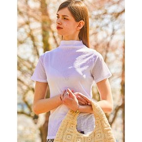 여름 레이어드 시스루 반목 경량 반팔티 [화이트] 6251