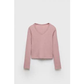 리브드 V넥 티셔츠 5767/100 PINK