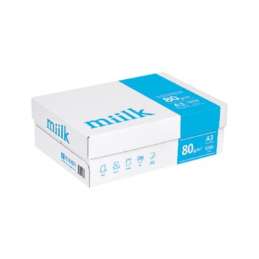 miilk [내일도착] 밀크 A3 복사용지 A3용지 복사지 80g 1250매 1박스