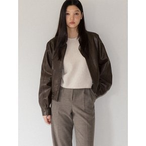 Crunch leather blouson (khaki brown)