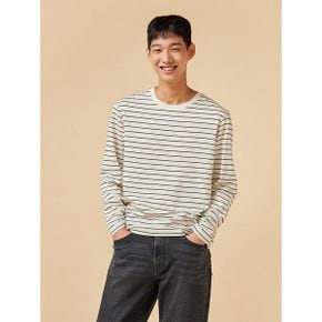 아이보리 남 BETTER 코튼 스트라이프 긴팔 티셔츠 J312402003_P383726149