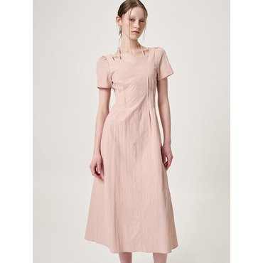 에트몽 Heart Neck Strap Dress, Pink