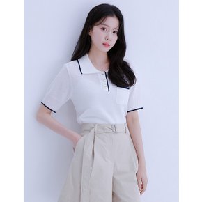 띠배색 카라 반팔 스웨터(2colors)_RMKAE25R15