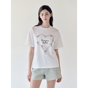 하트 리본 레터링 티셔츠 (TMIBF2867)