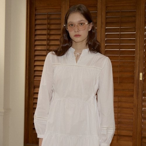 [살롱드욘] Lace Cotton Mini Dress
