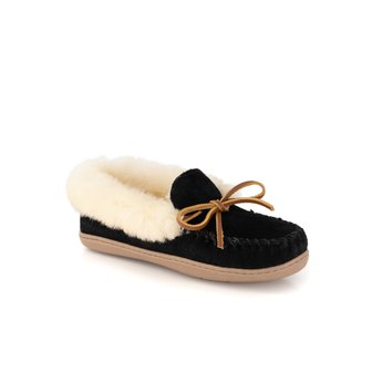 미네통카 [Alpine Sheepskin Moc] 여성 블랙 털모카신 슈즈 HTSO2F300BK