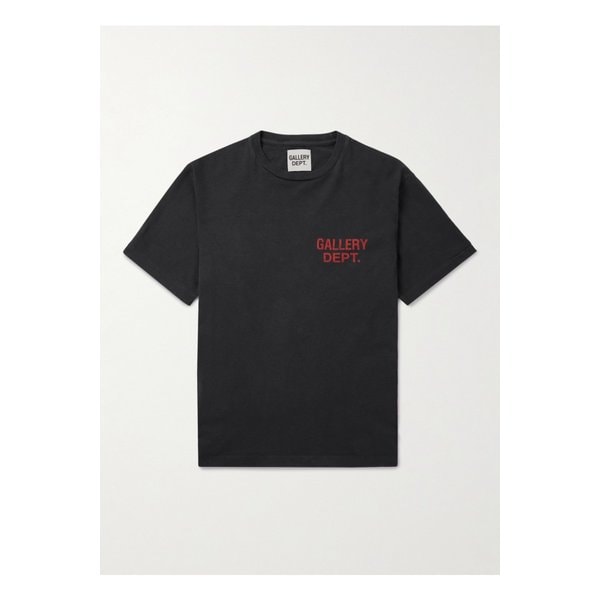 수비니어 로고 프린트 코튼 저지 티셔츠 블랙 46376663162903320