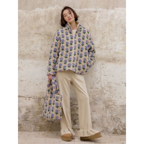 [2차]플라워 플리스 퀄팅 자켓 - 아이보리