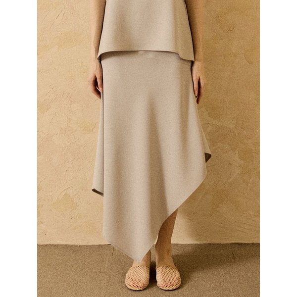 Oblique Asymmetric Midi Skirt Grey