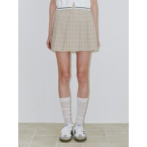 Basic check pleats Skirt BEIGE