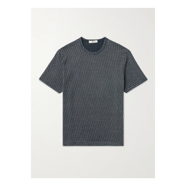 자수 코튼 티셔츠 블루