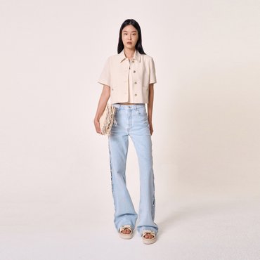 마쥬 린넨 블렌드 버튼업 크롭 자켓