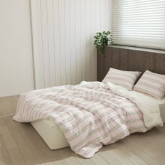 뉴데이즈 스트라이프 먼지없는 무소음 차렵이불 패드세트 Q 6color