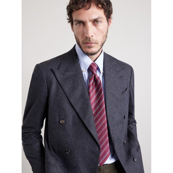 샤르베 8.5cm 스트라이프 실크 자카드 넥타이 46376663162965280