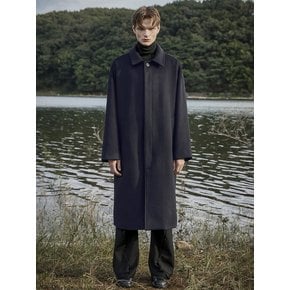 Oversized Wool Balmacaan Long Coat - Navy (FL-010)