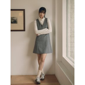 A3466 V-neck wool one-piece_Charcoal