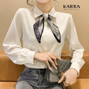 KARRA 럭셔리브로치버튼블라우스+스카프SET_A3F0282