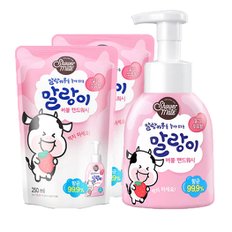 애경 말랑이 버블 핸드워시 딸기향 용기 300ml+리필 250mlx2개