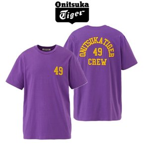 오니츠카타이거 남녀 공용 자수 그래픽 반팔 티셔츠 퍼플 2183B373.600
