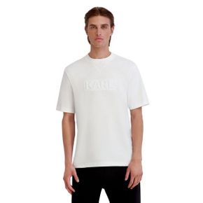칼라거펠트 맨즈 Embossed Karl 로고 코튼 티셔츠 - 화이트 27266960 1388067