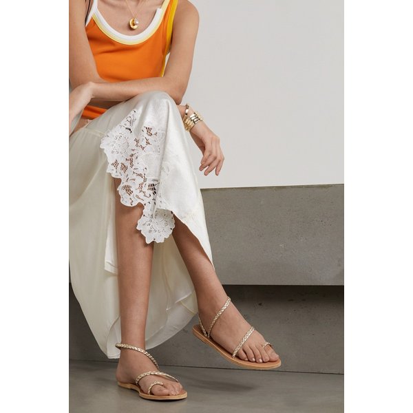 엘레프테리아 브레이드 메탈릭 가죽 샌들 골드 17957409495092180