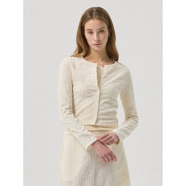 Selon Crinkle Cropped Cardigan_WHITE