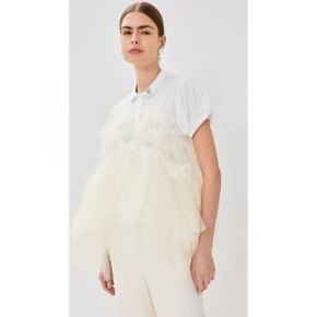 5465355 Simone Rocha Puff Sleeve Tulle Frill Polo Shirt