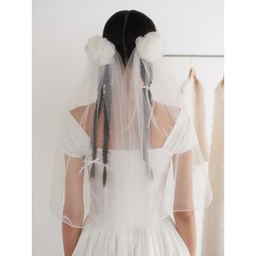 Bridal Twin Tails Veil_white