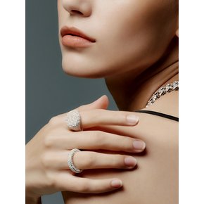 레인드랍 파베 시그넷 쿠션 반지 [S925]