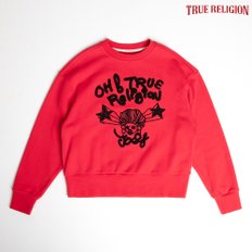 [TRUE RELIGION] 오버사이즈 로고 크루넥 맨투맨 티셔츠 레드