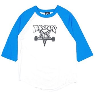 트레셔 SKATE GOAT RAGLAN T-SHIRT 314027 WHITE/BLUE