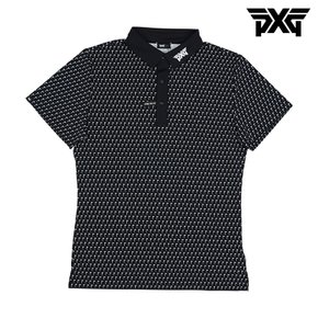 PXG 남성 골프웨어 애슬래틱 핏 핀플래그 폴로 카라 반팔 티셔츠 블랙