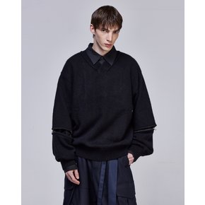 [파주점] 컬렉션 메타 크로스 립 브이넥 니트 SG5KT700BK