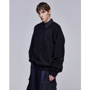 [파주점] 컬렉션 메타 크로스 립 브이넥 니트 SG5KT700BK