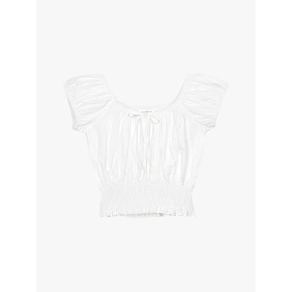 SMOCKED PUFF BLOUSE_WHITE